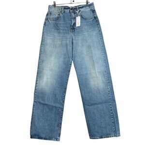 NEW 6397 Wide Leg Jeans NP239 SIZE 30 Light Used Blue 100% Cotton ITALY NWT